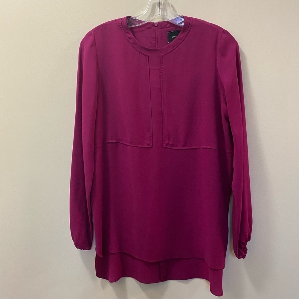 Longchamp Silk Fuschia Long Sleeve Blouse - 36